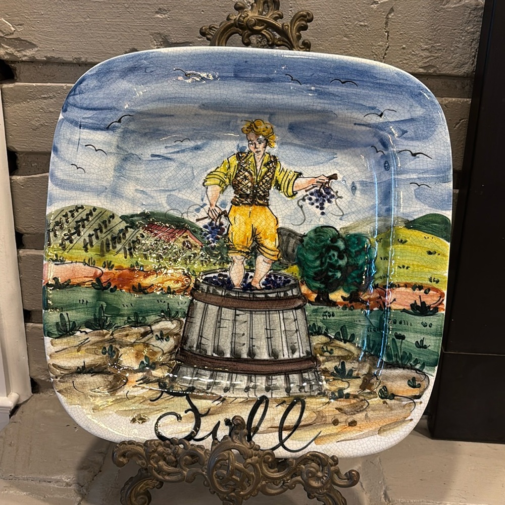 GLOBAL VIEWS ITALY‎ “FALL” SQUARE PLATE/PLATTER 11 1/4"